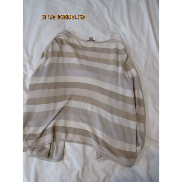 J. JILL WATERFALL OPEN FRONT CARDIGAN SIZE M TAN GREY CREAM STRIPED LIGHTWEIGHT - Picture 5 of 9